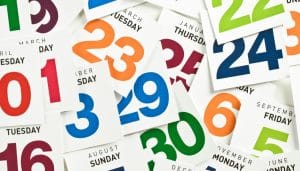 multi colour discarded calendar pages